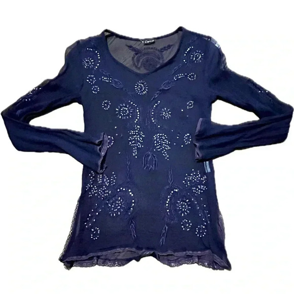 Vintage Cejon 100% silk top Gypsy indie festival core - Picture 1 of 2